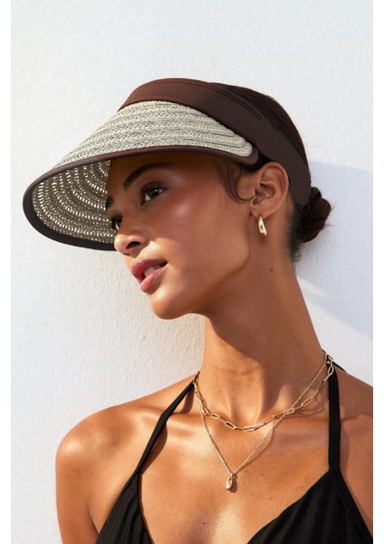 Kadın Premium Hasır Vizör Şapka - Krem fiyatları