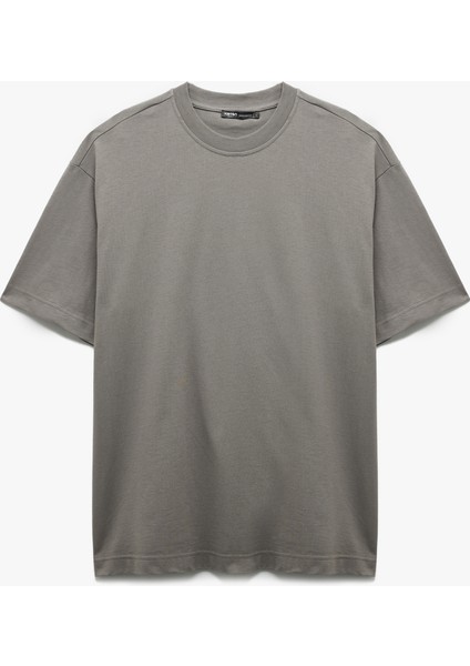 Kısa Kollu Bisiklet Yaka Pamuklu Basic Oversize Tişört modelleri