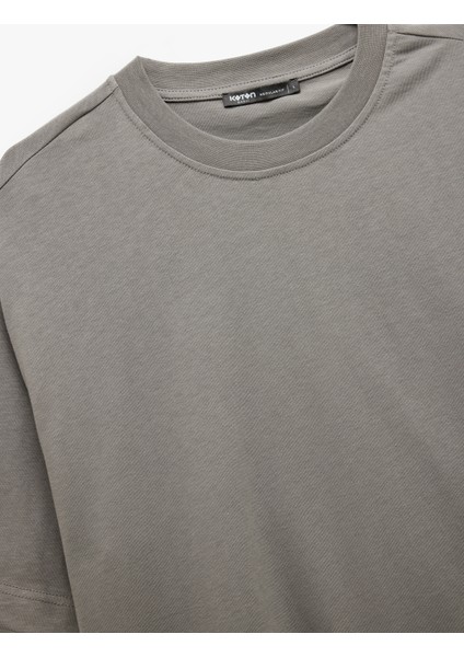 Kısa Kollu Bisiklet Yaka Pamuklu Basic Oversize Tişört indirimleri