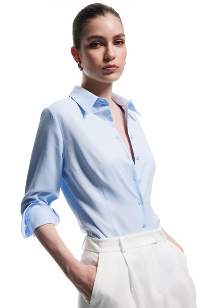 Regular Fit Klasik Yaka Uzun Kollu Poplin Gömlek