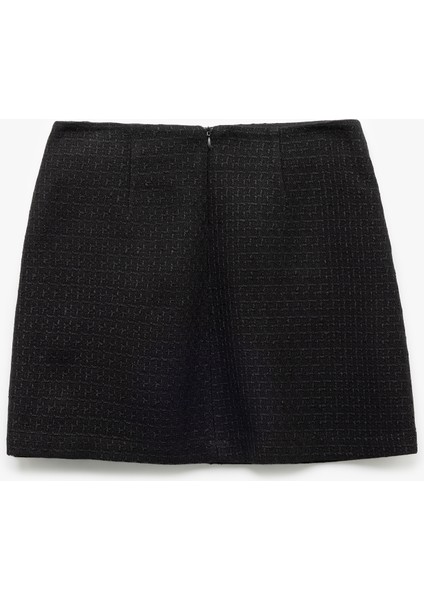 A Kesim Cepli Inci Düğme Detaylı Mini Tüvit Etek fiyatları