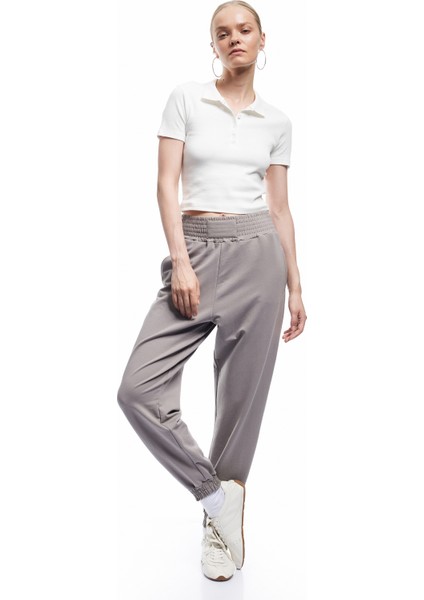 Beli Lastikli Yüksek Bel Cepli Rahat Kalıp Jogger Eşofman Altı