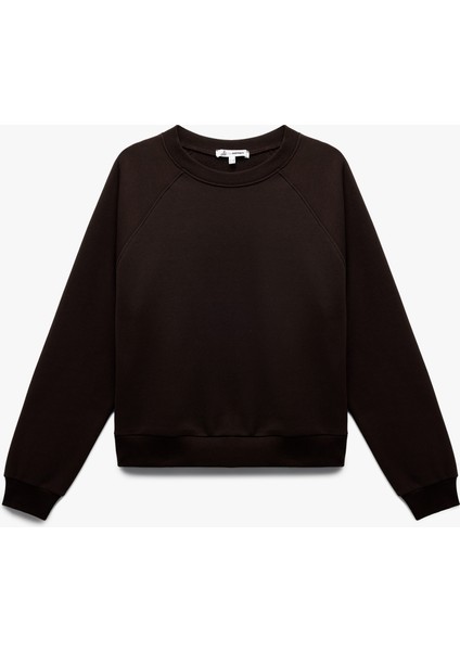 Şardonlu Uzun Kollu Bisiklet Yaka Basic Oversize Sweatshirt modelleri