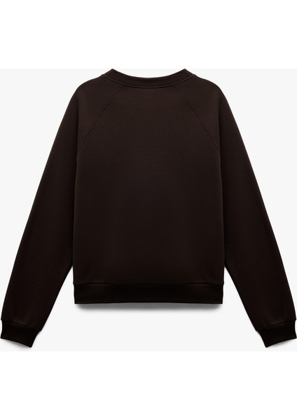 Şardonlu Uzun Kollu Bisiklet Yaka Basic Oversize Sweatshirt fırsatları