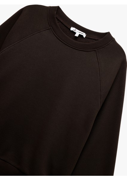 Şardonlu Uzun Kollu Bisiklet Yaka Basic Oversize Sweatshirt indirimleri