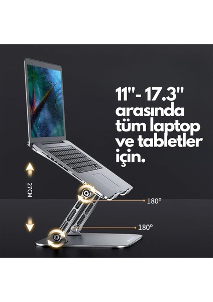 NVR-5035 Açı Ayarlı Ergonomik Macbook Özel 17" Masaüstü Notebook Stand Gümüş Gri fiyatları