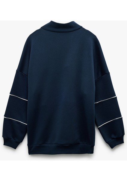 Oversize Uzun Kollu Fermuarlı Yaka Şardonlu Sweatshirt fırsatları