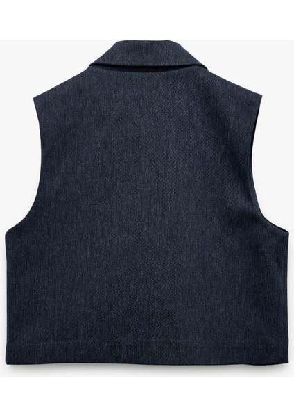 Kruvaze Yaka Kolsuz Crop Blazer Yelek fiyatları