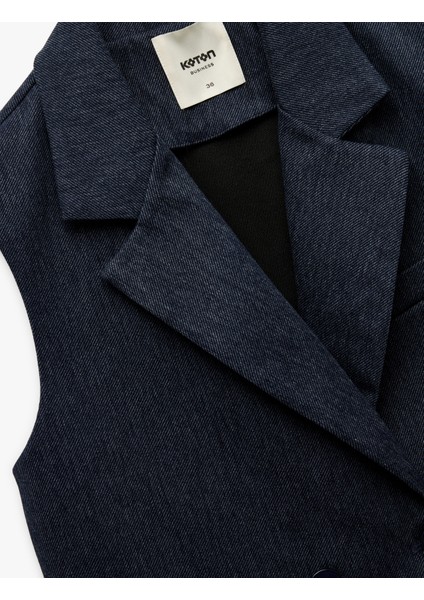 Kruvaze Yaka Kolsuz Crop Blazer Yelek modelleri
