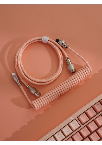 Mekanik Klavyeler Ile Uyumlu Coiled Cable- Örgülü Sarmal Type-C Klavye Kablosu