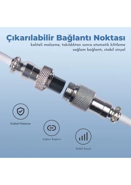 Mekanik Klavyeler Ile Uyumlu Coiled Cable- Örgülü Sarmal Type-C Klavye Kablosu fiyatları