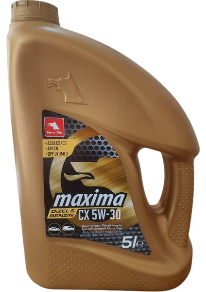 Maxima Cx 5W-30 5 Litre Partikül Filtreli Araçlar Için Tam Sentetik Motor Yağı (Dizel-Benzin)