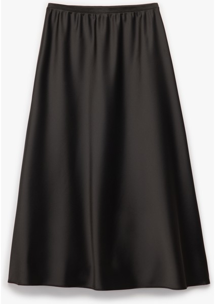 Standart Bel Regular Fit Saten Midi Etek