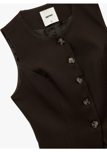 Bisiklet Yaka Kolsuz Düğmeli Blazer Yelek modelleri