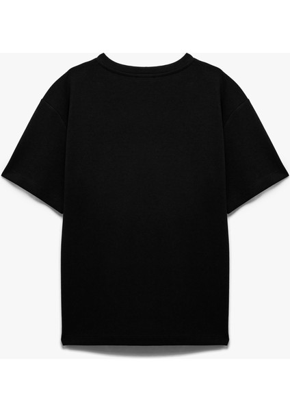 Pamuklu Kısa Kollu Pike Kumaş Bisiklet Yaka Basic Oversize Tişört fiyatları