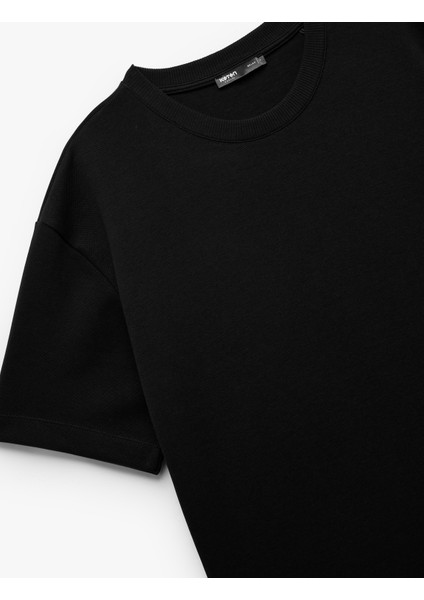 Pamuklu Kısa Kollu Pike Kumaş Bisiklet Yaka Basic Oversize Tişört modelleri