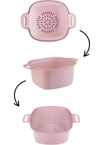 Badyalı Çok Amaçlı Süzgeç, Kulplu Makarna Meyve Sebze Süzgeci ve Karıştırma Kabı Seti 4 Litre Yeşil fırsatları