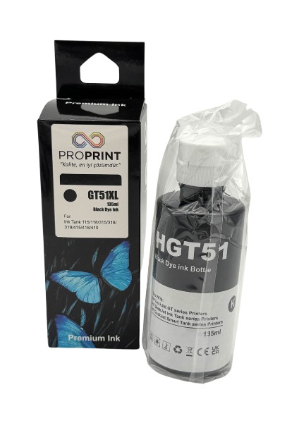 Hp GT51XL-1VV21A Siyah Muadil Mürekkep 135 ml 6,000 Sayfa 670