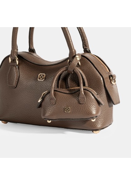 Kadın Kahve Deri Çanta Aksesuarlı Mini El Çantası indirimleri