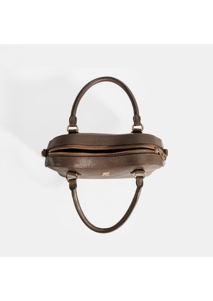 Kadın Kahve Deri Çanta Aksesuarlı Mini El Çantası
