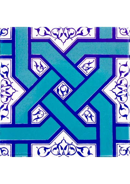 20x20 Cm Ac 6 Selçuklu Turkuaz Zincir Geçme Çini Karo