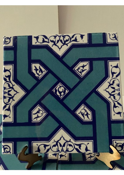 20x20 Cm Ac 6 Selçuklu Turkuaz Zincir Geçme Çini Karo modelleri