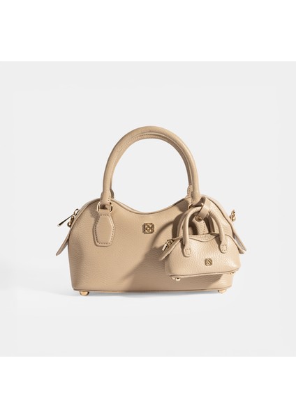 Kadın Vizon Deri Çanta Aksesuarlı Mini El Çantası