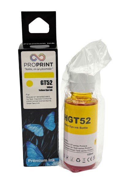 Hp GT52XL-M0H56AE Sarı Muadil Mürekkep 100 ml 6,000 Sayfa 790