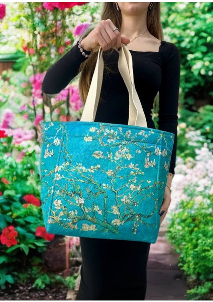 Van Gogh Badem Çiçeği Model Kadın Çanta Günlük Çanta/Plaj Çantası /Piknik Çantası/Beach Bag fiyatları
