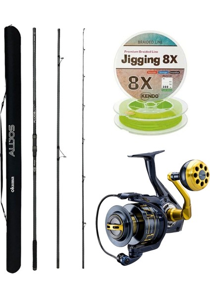 Yekoutdoor Profesyonel Olta Seti Okuma Alijos Surf 435CM 3 Parça&okuma Salina SA-8000A Olta Makinesi