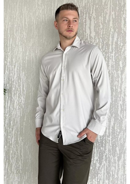 Erkek Uzun Kol Likralı Oversize Gömlek P-00017776