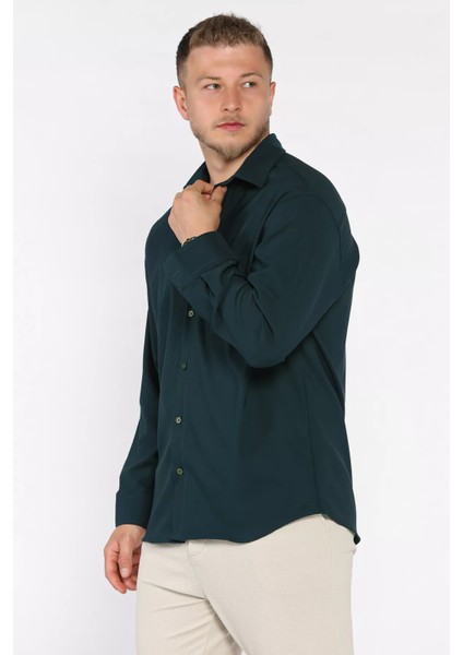 Erkek Tek Cepli Uzun Kol Likralı Oversize Gömlek P-00017777 modelleri