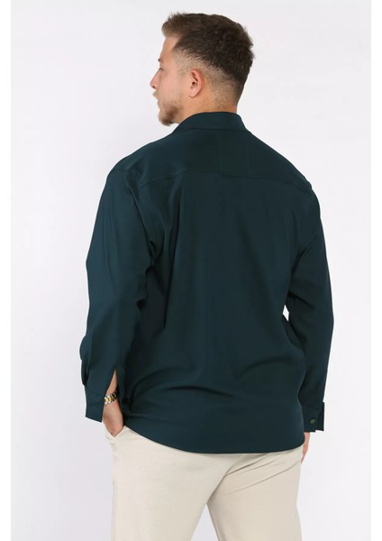 Erkek Tek Cepli Uzun Kol Likralı Oversize Gömlek P-00017777 fırsatları