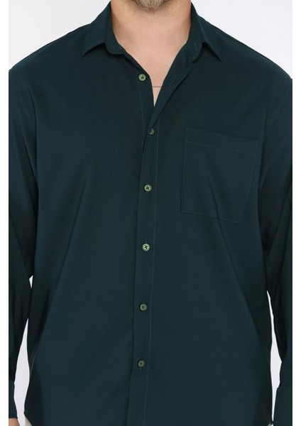 Erkek Tek Cepli Uzun Kol Likralı Oversize Gömlek P-00017777 indirimleri