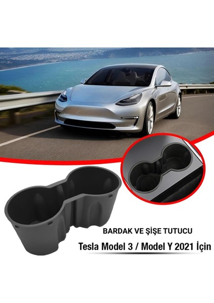 Tesla Model 3 ve Model Y ile Uyumlu Bardak ve Şişe Tutucu, Temizlenebilir Çıkabilen Silikon Bardak Tutucu