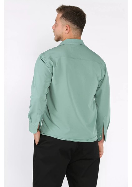 Erkek Tek Cepli Uzun Kol Likralı Oversize Gömlek P-00017777 modelleri