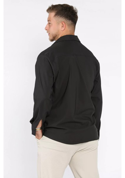 Erkek Tek Cepli Uzun Kol Likralı Oversize Gömlek P-00017777 modelleri