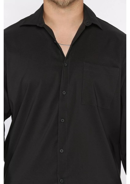 Erkek Tek Cepli Uzun Kol Likralı Oversize Gömlek P-00017777 fırsatları