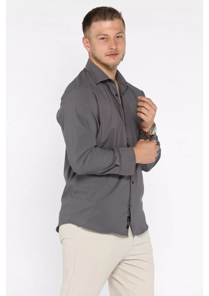 Erkek Tek Cepli Uzun Kol Likralı Oversize Gömlek P-00017777 fiyatları