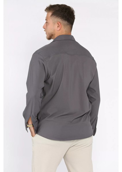 Erkek Tek Cepli Uzun Kol Likralı Oversize Gömlek P-00017777 modelleri