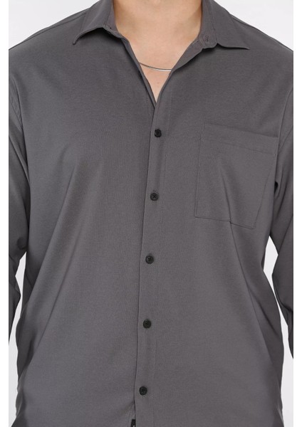 Erkek Tek Cepli Uzun Kol Likralı Oversize Gömlek P-00017777 fırsatları