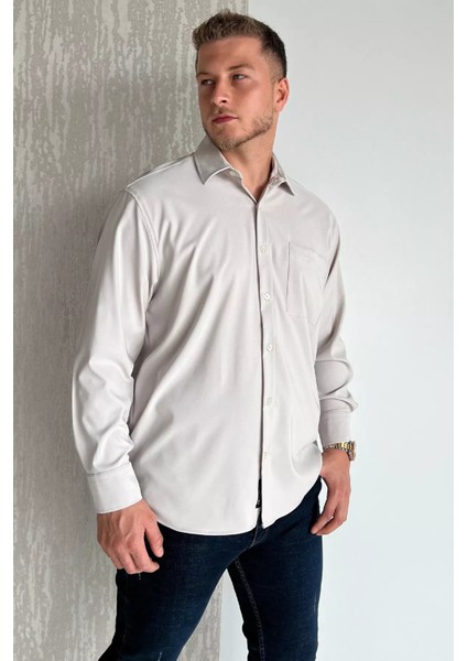 Erkek Tek Cepli Uzun Kol Likralı Oversize Gömlek P-00017777 fiyatları