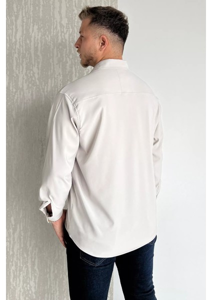 Erkek Tek Cepli Uzun Kol Likralı Oversize Gömlek P-00017777 modelleri