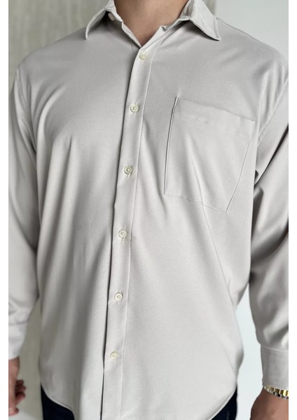 Erkek Tek Cepli Uzun Kol Likralı Oversize Gömlek P-00017777 fırsatları