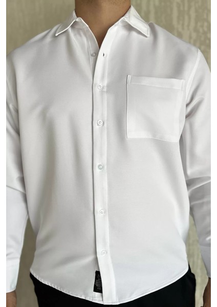 Erkek Tek Cepli Uzun Kol Likralı Oversize Gömlek P-00017777 fırsatları