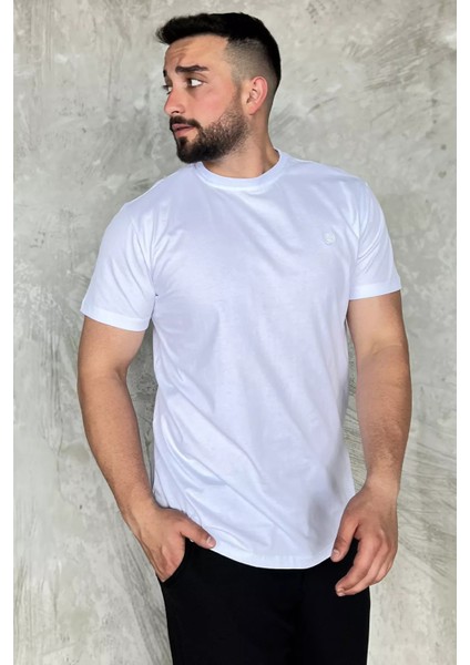 Bisiklet Yaka Nakışlı Erkek Tişört P-00017377 fiyatları