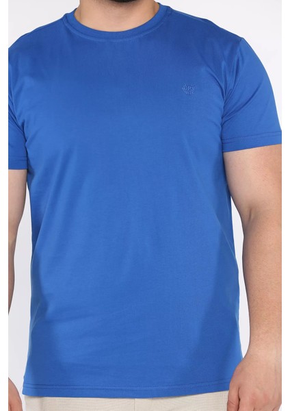 Bisiklet Yaka Nakışlı Erkek Tişört P-00017377 fırsatları