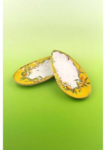 Limon Çiçeği 2 Adet Porselen Kayık Tabak fiyatları