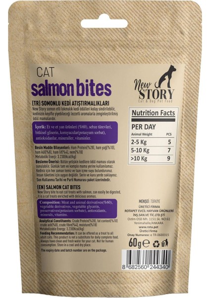 Cat Solmon Bites 6X60GR. Somonlu, Kedi Ödül Maması