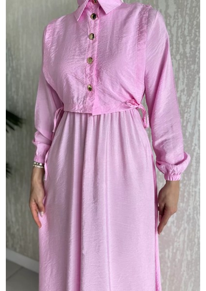 Yan Bağlamalı Bluz Kombinli Tesettür Elbise P-00016364 modelleri